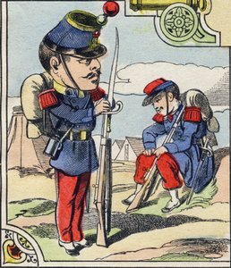 Jalkaväen linja. Kaiverrus "Comic Military Alphabet". Viides sarja. Epinaalinen kuvantaminen. Pellerin ja Cie, tulostimet, Epinal, 1800-luvun loppu. 16 sivua. Mitat: 25 x 18,5 cm tekijältä French School