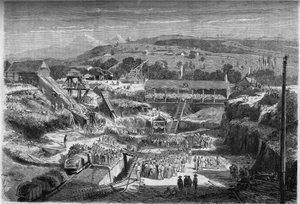 Ensimmäisen korjausaltaan asennus (jota käytetään veneiden rakentamiseen ja korjaukseen). Fort de France (Fort-de-France), Martinique tekijältä French School