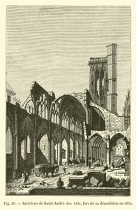 Saint-Andre des Artsin sisätilat sen purkamisen aikana vuonna 1815 tekijältä French School