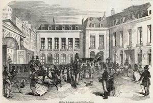 Hôtel des Postesin suuren sisäpihan sisäpiha Pariisissa - Edmond Texierin kaiverrus Tableau-de-Parisissa 1852 tekijältä French School