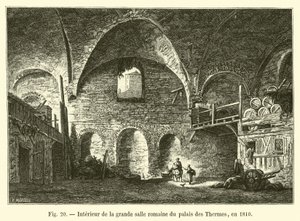 Palais des Thermesin suuren roomalaisen salin sisustus vuodelta 1810