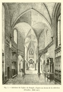 Temppelikirkon sisätilat; piirroksesta dUxelles-kokoelmassa, Bibl nat