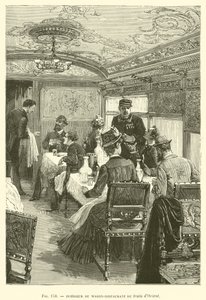 Orient-junan vaunu-ravintolan sisustus (kaiverrus) tekijältä French School