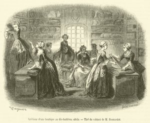 1700-luvun liikkeen sisustus (kaiverrus) tekijältä French School