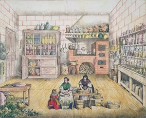 Ranskalaisen maalaiskeittiön sisustus, 1800-luvun loppu tekijältä French School