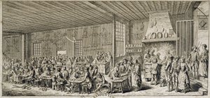 Kabareen sisäpuoli "" Ramponaux"", sd. 1700-luvulla tekijältä French School