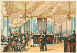 Hotellin sisätilat (chromolitho) tekijältä French School