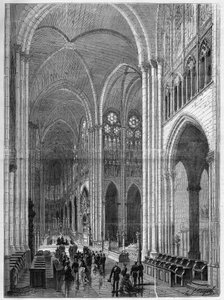 Basilica Saint Denis (Saint Denis) sisustus kunnostettu Eugene Viollet-le-Ducin (Viollet le Duc) (1814-1879) suunnitelmien mukaan. Kaiverrus kirjaan "The Illustrous Universe" tekijältä French School
