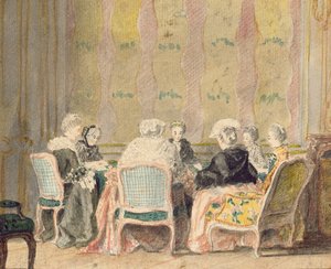 Sisustus naisten pelikorteilla, 1770 (wc paperilla)