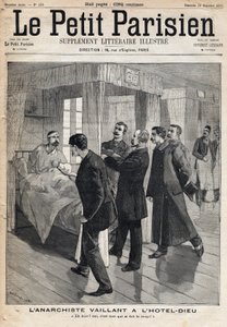 Anarkisti Auguste Vaillantin (1861-1894) kuulustelu Hotel dieussa, joka tunnustaa hyökkäyksen, jonka hän teki 9. joulukuuta tekijältä French School