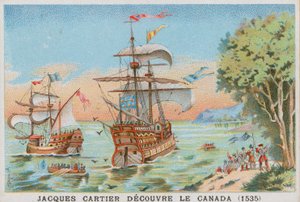 Jacques Cartier löytää Kanadan, 1535 tekijältä French School