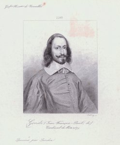 Jean Francois Paul de Gondi, kardinaali de Retz, ranskalainen pappi ja agitaattori Fronden sisällissodassa (kaiverrus) tekijältä French School