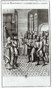Jean de Bretagne (1293-1345) Montfortin kreivi ja hänen vaimonsa toivotetaan tervetulleeksi Nantesiin tekijältä French School