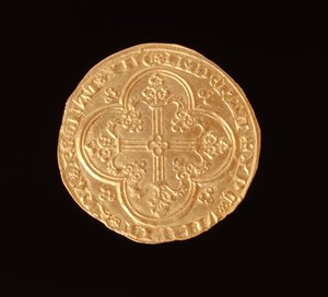 Johannes II Hyvä (1319-64) Ranskan kuningas, Franc a Cheval, 1350-64 (kääntöpuoli) (kulta) (kuosi 168067)