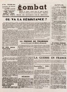 Lehti COMBAT - numero 54 - helmikuu 1944 - yhdistyneiden vastarintaliikkeiden elin. (salainen sanomalehti) - Minne vastarinta menee tekijältä French School
