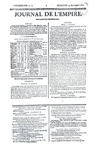 Journal de lEmpire, 29. syyskuuta 1805 (painettu) tekijältä French School