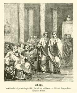 Julius Caesar Rooman senaatissa (kaiverrus) tekijältä French School