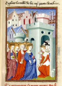 Justice, the Virgin and Saints, MS Harley 4431, f.361r, Ranska, n.1410-14 (väri pergamentilla) tekijältä French School