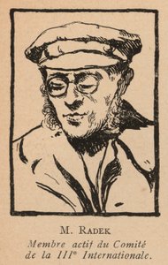 Karl Radek, puolalainen marxilainen vallankumouksellinen ja Kolmannen kommunistisen internationaalin (Komintern) sihteeri (litografia). tekijältä French School
