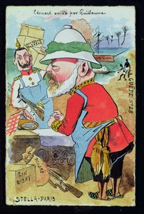 Kuningas Edward VII (1841-1910) Kaiser Wilhelm II:n (1859-1941) kiusaama Les Guepes, n. 1890 (kynä ja muste ja wc paperilla) tekijältä French School
