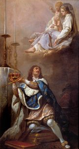 Kuningas Ludvig XIII tarjosi kruunuaan ranskalaisen koulun neitsytmaalaukselle. 1700-luvun Versailles. Versaillesin Neitsyt Marian kirkko tekijältä French School