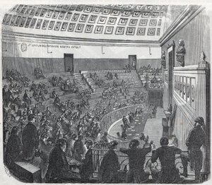 Pariisin lääketieteellinen koulu - suuri amfiteatteri - Edmond Texierin kaiverrus "Tableau-de-Paris" 1852 tekijältä French School