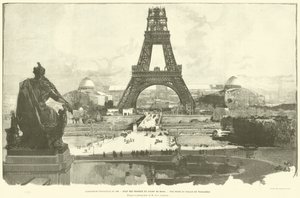 Universaali näyttely 1889, Champ de Marsin töiden tila, näkymä Trocaderon palatsista, M H-C Godefroyn valokuvan mukaan (kaiverrus) tekijältä French School