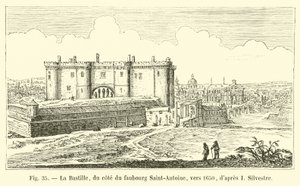Bastille, Faubourg Saint-Antoinen puolella, noin 1650, I Silvestren jälkeen tekijältä French School