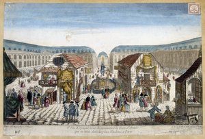 St Ovide -messut, paikka Vendome Pariisissa - kaiverrus tekijältä French School