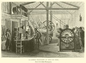 Sähkövalo Pariisin päämajassa, Poste de la Butte Montmartre (kaiverrus) tekijältä French School