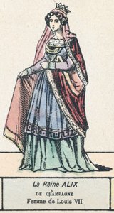Samppanjan kuningatar Alix, Louis VII:n vaimo (värikaiverrus) tekijältä French School