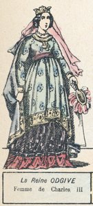 Queen Odgive, Kaarle III:n vaimo (värillinen kaiverrus) tekijältä French School