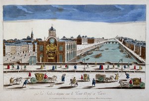 La Samaritaine (vesipumppu) Pont Neufilla Pariisissa - optinen näkymä tekijältä French School