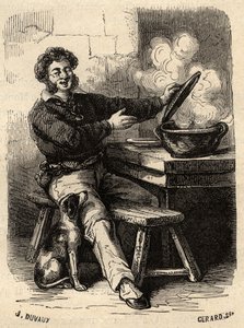 Marseillaisin merimiehen bouillabaisse 1800-luvulla - - kaiverrus kirjaimella "" PATRIE" - PACUREQUIRESSE RANSKAN KUVAUS 6 NITEESSÄ LUCIEN HUARD - 1800-luvun loppu tekijältä French School