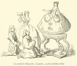 Laulaja Minghetti, Lontoossa, 1700-luvulla (kaiverrus) tekijältä French School
