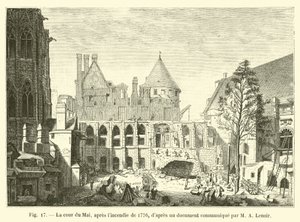 Cour du Mai, vuoden 1776 tulipalon jälkeen, M A Lenoirin toimittaman asiakirjan mukaan tekijältä French School