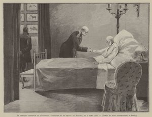 Keisari Vilhelmin ja prinssi Bismarkin viimeinen tapaaminen 8. maaliskuuta 1888 (kaiverrus). tekijältä French School