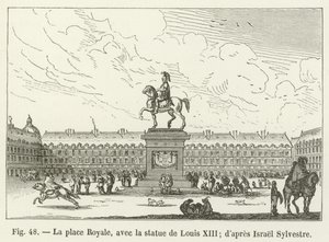 Place Royale, jossa on Ludvig XIII:n patsas; Israel Sylvestren jälkeen tekijältä French School