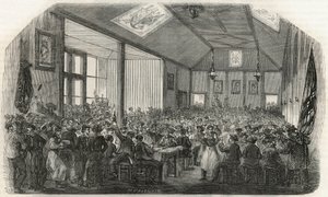 Venemiesten taverna Bercyssä 1800-luvulla - Edmond Texierin kaiverrus Tableau-de-Parisissa 1852 tekijältä French School