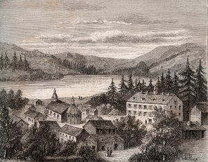 Lac de Gerardmer - Alsace Champagne Ardenne Lorraine - kaiverrus "La France illustree: maantiede, historia, tilastohallinto" V.A. Maltaanruskea. 1884 tekijältä French School