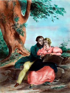 Maisema lecon. 1800-luvun kaiverrus. Yksityiskokoelma. tekijältä French School