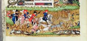 Lat 1156 B f.163 marraskuu; hirvenmetsästys, Marguerite dOrleansin tunneilta, 1426-38 tekijältä French School