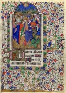 Lat 1156 f.133 Juudaksen suudelma, Marguerite dOrleansin tunneilta, 1426-38 tekijältä French School