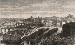 Laval - Mayenne - Pays de la Loire - kaiverrus V.A. Malt-Brownin kirjaan "La France illustrée: maantiede, historia, tilastohallinto". 1884 tekijältä French School