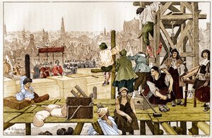 Kardinaali Richelieu laski Sorbonnen ensimmäisen kiven Rouen Francois du Harlayn kaaren läsnäollessa 1600-luvulla. tekijältä French School