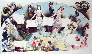 Asettelukuvitukset artikkeliin naisten alusvaatteista, La Vie Parisienne, n. 1870 tekijältä French School