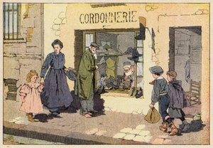 Le Cordonnier, The Shoe Maker (väri litho) tekijältä French School