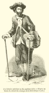 Kiertelevä kirjakauppias 1700-luvulla (kaiverrus) tekijältä French School