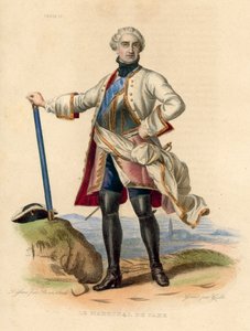 Le Marechal de Saxe (värillinen kaiverrus) tekijältä French School