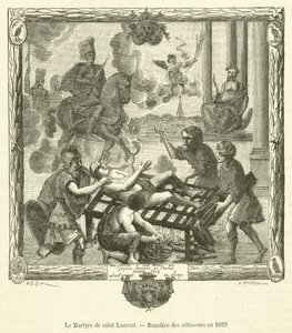 Pyhän Laurentiuksen marttyyrikuolema, Banniere des rotisseurs vuonna 1699 (kaiverrus) tekijältä French School